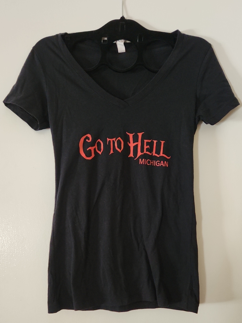 Black "Go To Hell Michigan" Short Sleeve V-Neck Tee
